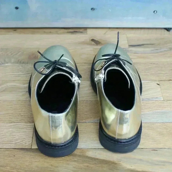 Patrizia Pepe Gold Leather Derby Shoes Size 37 Euro Size 7 - Picture 7 of 10